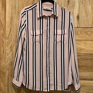 Black and white stripped pink top